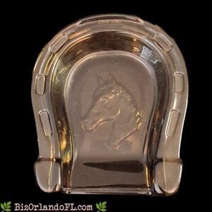 VINTAGE Avon Smoke Grey Amber Glass Lucky Horseshoe Tray / Trinket / Soap Dish